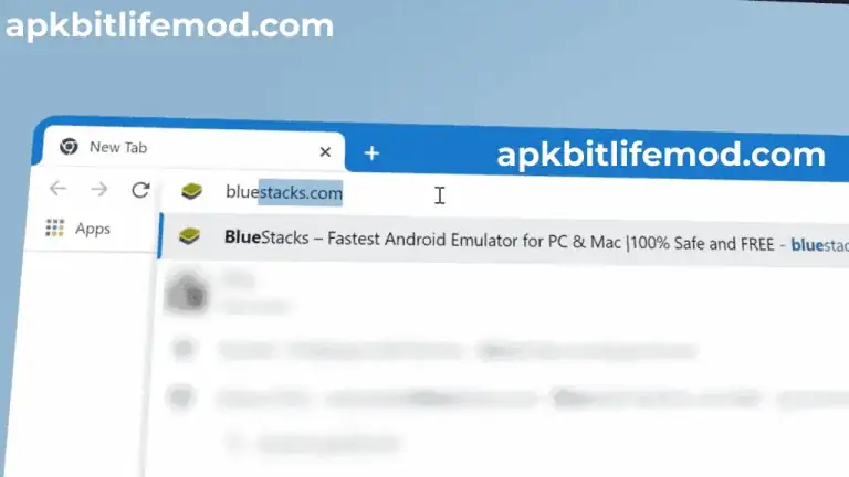 Typing bluestacks.com in the Chrome address bar