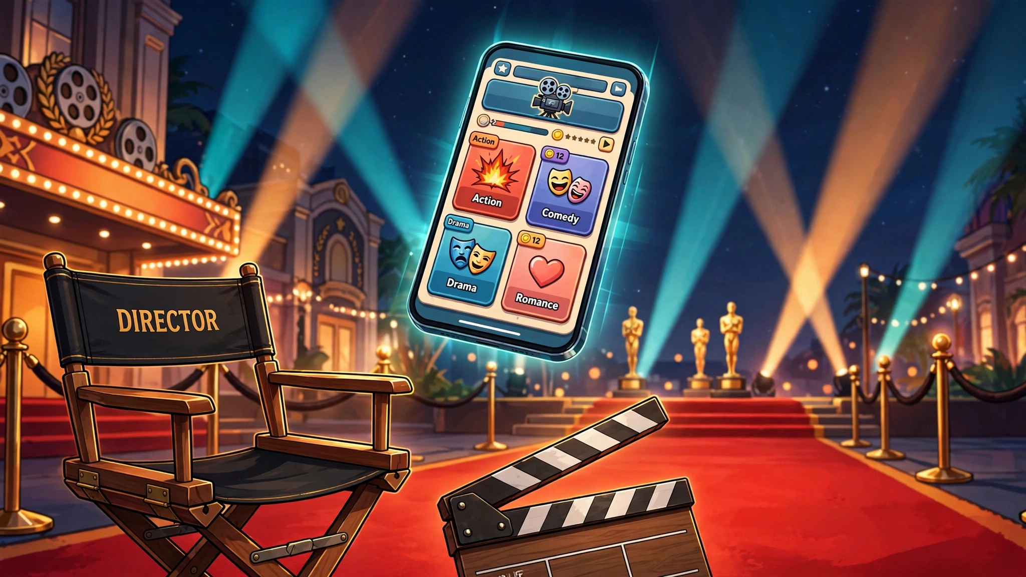 BitLife Movie Director Expansion Pack: Everything It Adds & Is It Worth It (2026) 2 BitLife Movie Director expansion pack artwork: director's chair, clapperboard and red-carpet premiere